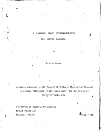 A parallel plate viscoelastometer for molten polymers / thumbnail