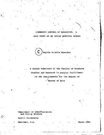 Community control of education : a case study of an Indian survival school thumbnail