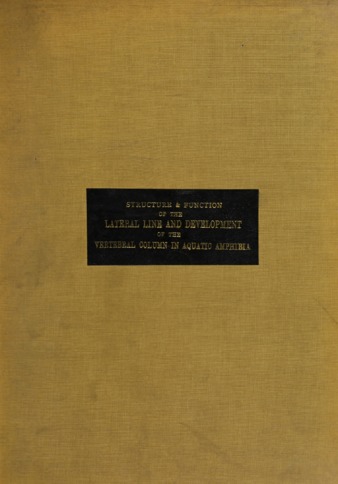 The structure and function of the lateral line and development of the vertebral column in aquatic amphibia. thumbnail