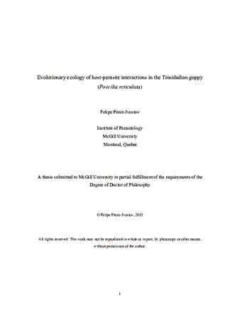 Evolutionary ecology of host-parasite interactions in the Trinidadian guppy «(Poecilia reticulata)» thumbnail