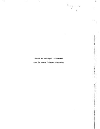Théorie et critique littéraires dans la revue Présence africaine thumbnail