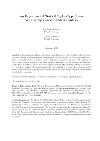 An Experimental Test of Taylor-Type Rules With Inexperienced Central Bankers thumbnail
