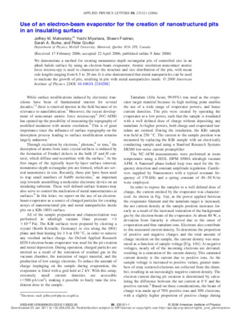 Use of an Electron-Beam Evaporator for the Creation of Nanostructured Pits in an Insulating Surface thumbnail