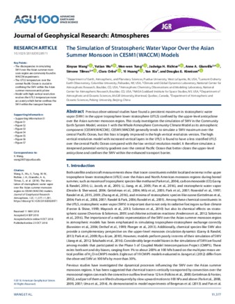 The simulation of stratospheric water vapor over the Asian summer monsoon region in CESM1/WACCM models thumbnail