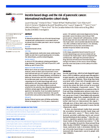 Incretin based drugs and the risk of pancreatic cancer: international multicentre cohort study thumbnail