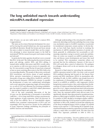 The long unfinished march towards understanding microRNA-mediated repression thumbnail