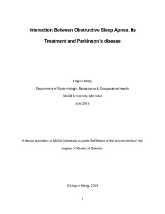 Interaction between obstructive sleep apnea, its treatment and Parkinson's disease thumbnail