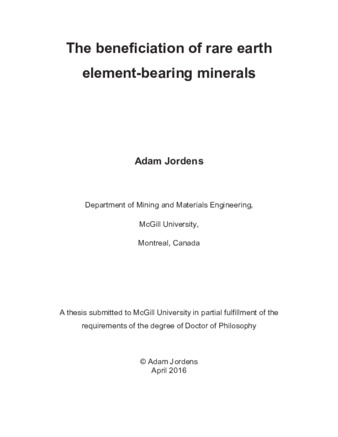 The beneficiation of rare earth element-bearing minerals thumbnail