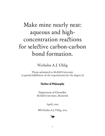 Make mine nearly neat: Aqueous and high-concentration reactions for selective carbon-carbon bond formation thumbnail