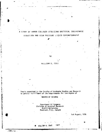A study of human collagen utilizing bacterial collagenase digestion and high pressure liquid chromatography. thumbnail