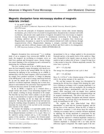 Magnetic dissipation force microscopy studies of magnetic materials (invited) thumbnail