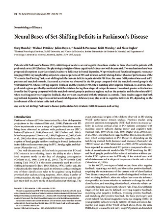 Neural Bases of Set-Shifting Deficits in Parkinson's Disease thumbnail