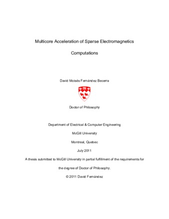 Multicore acceleration of sparse electromagnetics computations thumbnail