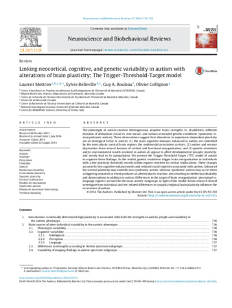 Linking neocortical, cognitive, and genetic variability in autism with alterations of brain plasticity: The Trigger-Threshold-Target model thumbnail