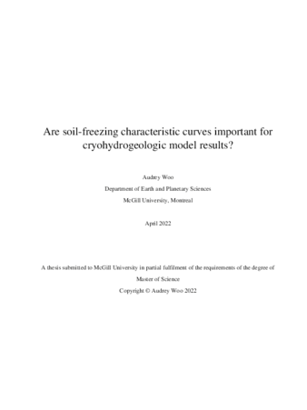 Are soil-freezing characteristic curves important for cryohydrogeologic model results? thumbnail