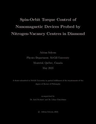 Spin-orbit torque control of nanomagnetic devices probed by nitrogen-vacancy centres in diamond thumbnail