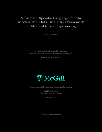 A Domain Specific Language for the Models and Data (MODA) Framework in Model-Driven Engineering thumbnail