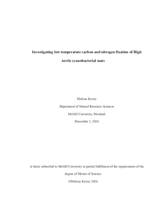 Investigating low temperature carbon and nitrogen fixation of High Arctic cyanobacterial mats thumbnail