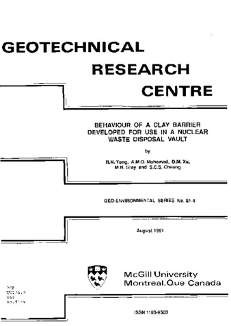 Behaviour of a clay barrier developed for use in a nuclear waste disposal vault thumbnail