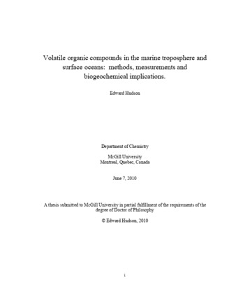 Volatile organic compounds in the marine troposphere and surface oceans: methods, measurements and biogeochemical implications thumbnail