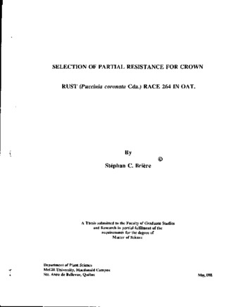 Selection of partial resistance for crown rust (Puccinia ćoronata Cda.) race 264 in oat thumbnail
