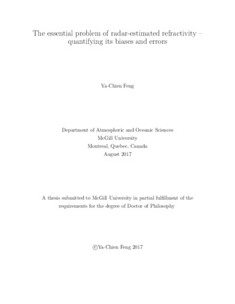 The essential problem of radar-estimated refractivity -quantifying its biases and errors thumbnail