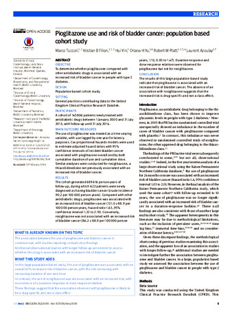 Pioglitazone use and risk of bladder cancer: population based cohort study thumbnail