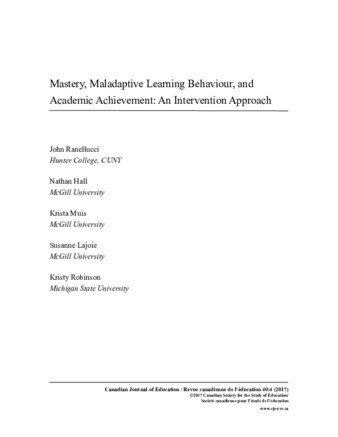 Mastery, maladaptive learning behavior, and academic achievement: An intervention approach thumbnail