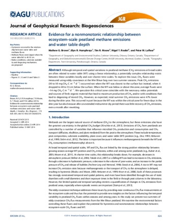 Evidence for a nonmonotonic relationship between ecosystem-scale peatland methane emissions and water table depth thumbnail