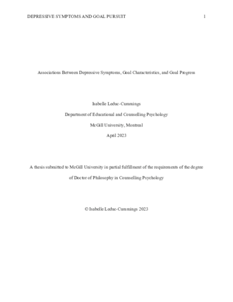 Associations between depressive symptoms, goal characteristics, and goal progress thumbnail