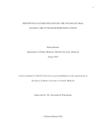 Identifying factors influencing the uptake of viral illness care in transgender populations thumbnail