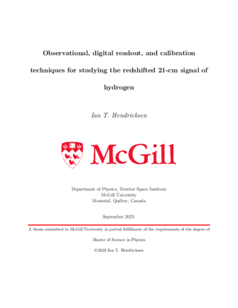 Observational, digital readout, and calibration techniques for studying the redshifted 21cm signal of hydrogen thumbnail