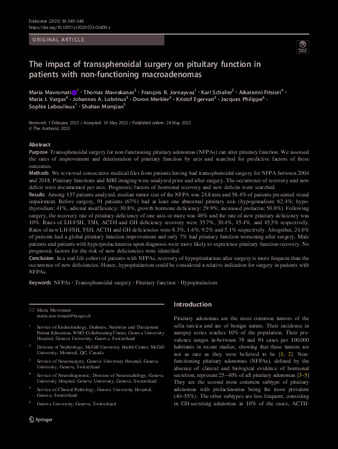 The impact of transsphenoidal surgery on pituitary function in patients with non-functioning macroadenomas thumbnail