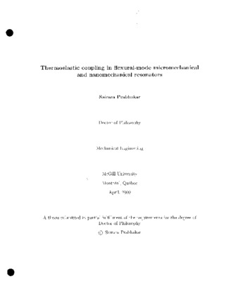 Thermoelastic coupling in flexural-mode micromechanical and nanomechanical resonators thumbnail