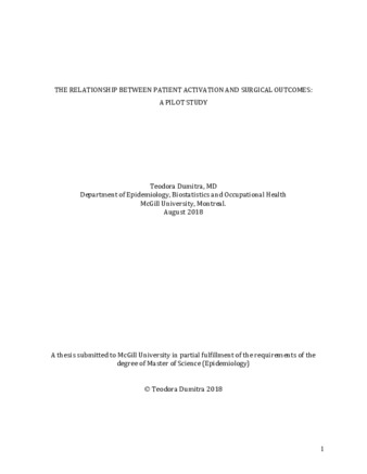 The relationship between patient activation and surgical outcomes: A pilot study thumbnail