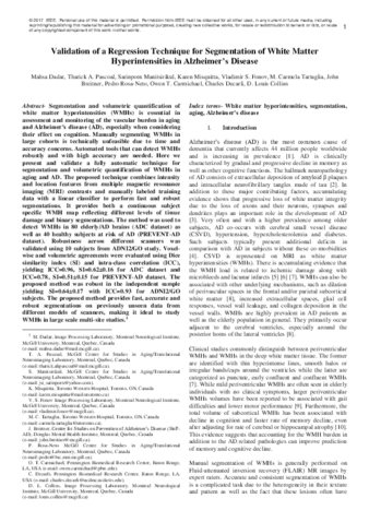 Validation of a Regression Technique for Segmentation of White Matter Hyperintensities in Alzheimer's Disease thumbnail