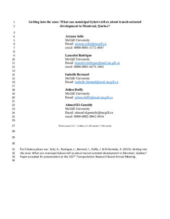 Getting into the zone: What can municipal bylaws tell us about transit-oriented development in Montreal, Quebec? thumbnail