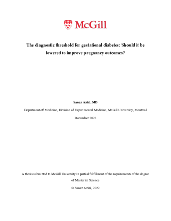 The diagnostic threshold for gestational diabetes: Should it be lowered to improve pregnancy outcomes? thumbnail