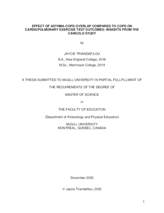 Effect of asthma-COPD overlap compared to COPD on cardiopulmonary exercise test outcomes: Insights from the CanCOLD study thumbnail