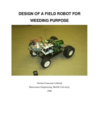 Design of a Field Robot for Weeding Purpose thumbnail