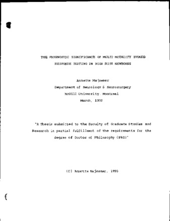 The prognostic significance of multi-modality evoked response testing in high risk newborns / thumbnail