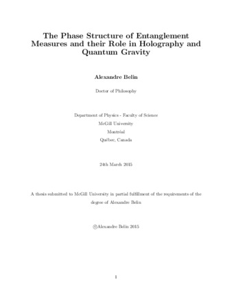 The phase structure of entanglement measures and their role in holography and quantum gravity thumbnail