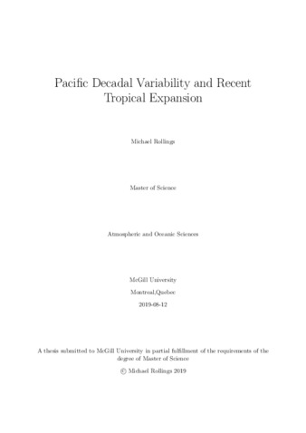Pacific decadal variability and recent tropical expansion thumbnail