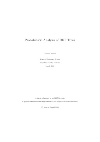 Probabilistic Analysis of RRT Trees thumbnail