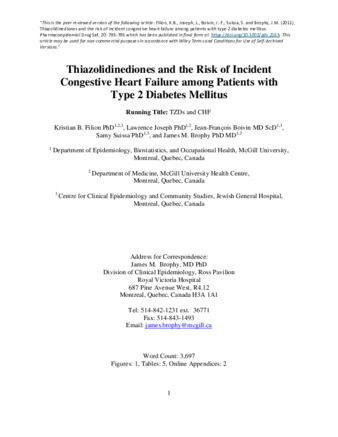 Thiazolidinediones and the risk of incident congestive heart failure among patients with type 2 diabetes mellitus thumbnail