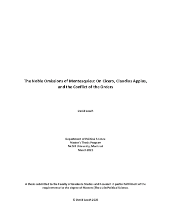 The Noble Omissions of Montesquieu: On Cicero, Claudius Appius, and the Conflict of the Orders thumbnail