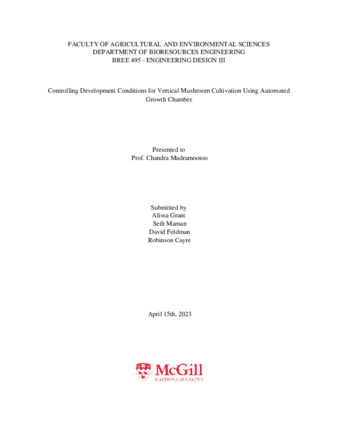 Controlling Development Conditions for Vertical Mushroom Cultivation Using Automated Growth Chamber  thumbnail