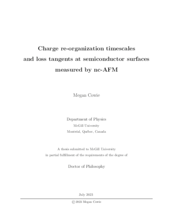 Charge re-organization timescales and loss tangents at semiconductor surfaces measured by nc-AFM thumbnail
