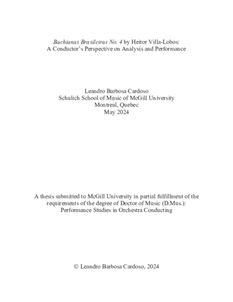 Bachianas Brasileiras No. 4 by Heitor Villa-Lobos: A Conductor’s Perspective on Analysis and Performance  thumbnail