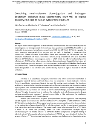 Combining Small-Molecule Bioconjugation and Hydrogen-Deuterium Exchange Mass Spectrometry (HDX-MS) to Expose Allostery: the Case of Human Cytochrome P450 3A4 thumbnail